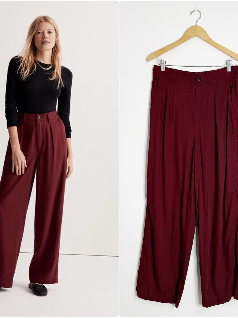 Madewell The Neale Straight-Leg Pants Size 10 Burgundy Drapeweave High Rise
